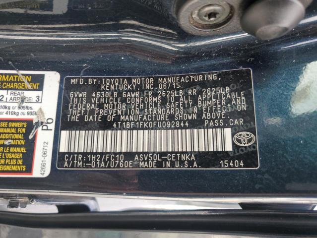 4T1BF1FK0FU092844 - 2015 TOYOTA CAMRY LE შავი ფოტო 12