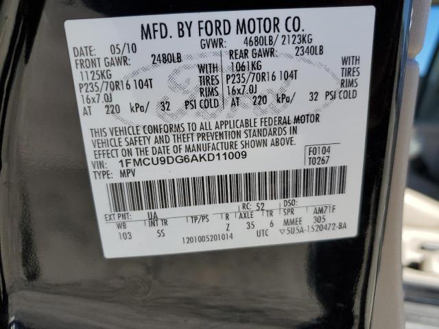 1FMCU9DG6AKD11009 - 2010 FORD ESCAPE XLT BLACK photo 13