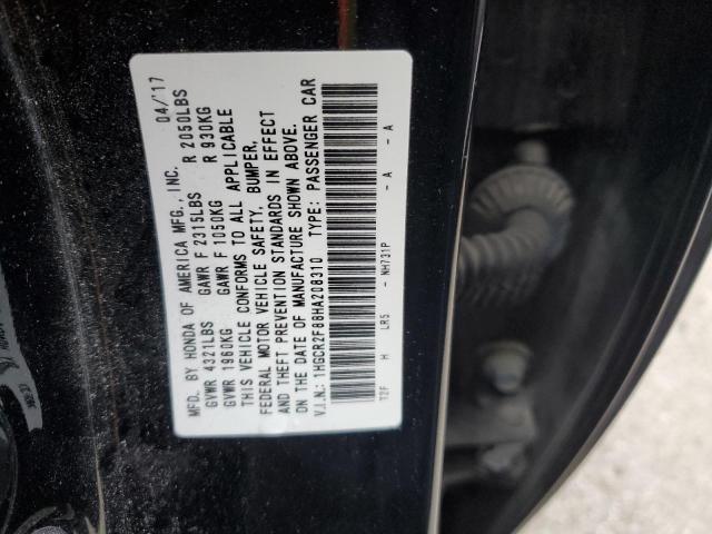 1HGCR2F88HA208310 - 2017 HONDA ACCORD EXL BLACK photo 12