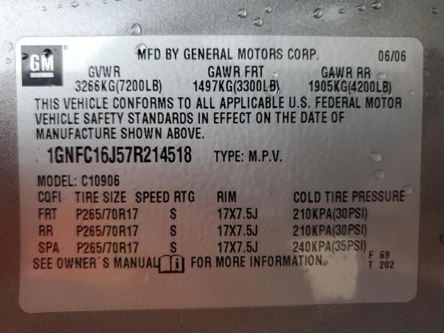 1GNFC16J57R214518 - 2007 CHEVROLET SUBURBAN C1500 GRAY photo 14