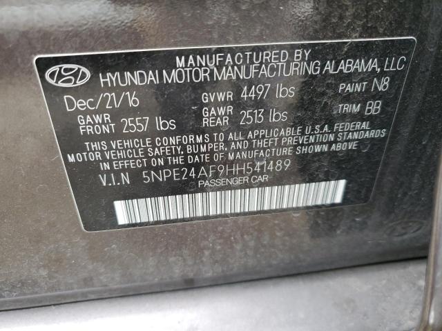 5NPE24AF9HH541489 - 2017 HYUNDAI SONATA SE GRAY photo 12