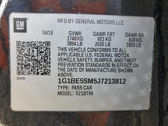 1G1BE5SM5J7213812 - 2018 CHEVROLET CRUZE LT შავი ფოტო 12