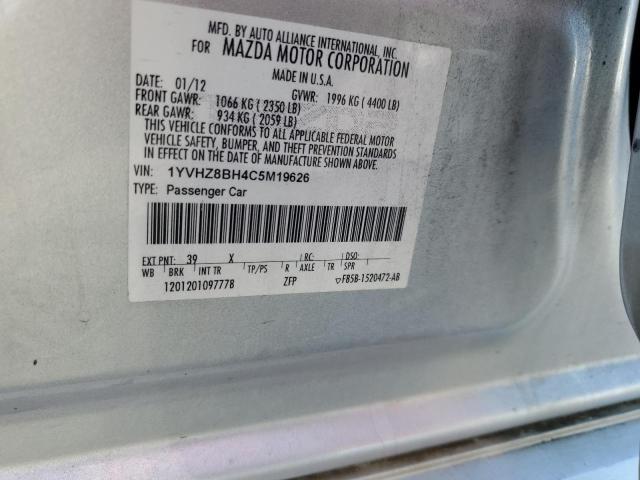 1YVHZ8BH4C5M19626 - 2012 MAZDA 6 I SILVER photo 12