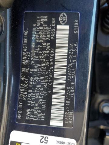 4T1G11AK5NU697808 - 2022 TOYOTA CAMRY SE BLACK photo 12