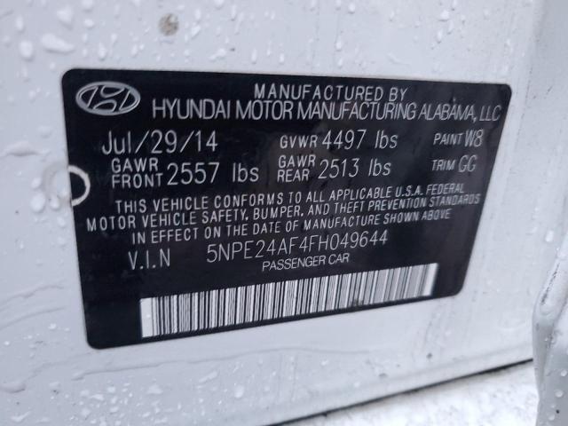 5NPE24AF4FH049644 - 2015 HYUNDAI SONATA SE WHITE photo 12