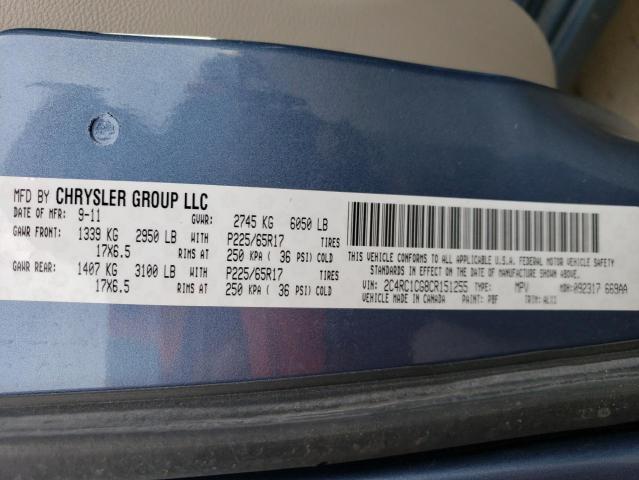 2C4RC1CG8CR151255 - 2012 CHRYSLER TOWN & COU TOURING L BLUE photo 13