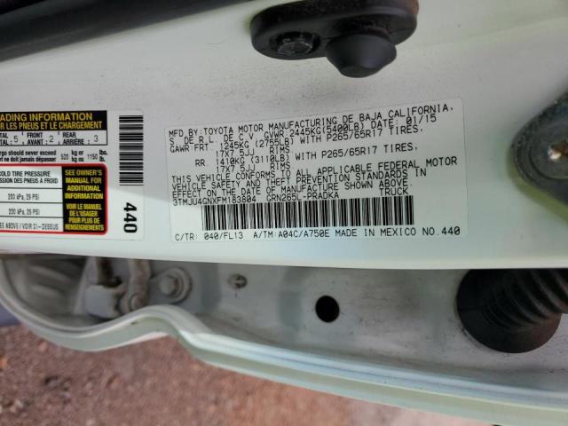 3TMJU4GNXFM183804 - 2015 TOYOTA TACOMA DOUBLE CAB PRERUNNER WHITE photo 12