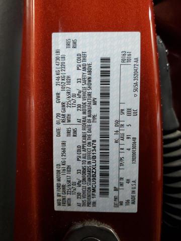 1FMCU9BZXLUB13478 - 2020 FORD ESCAPE SE SPORT ORANGE photo 12