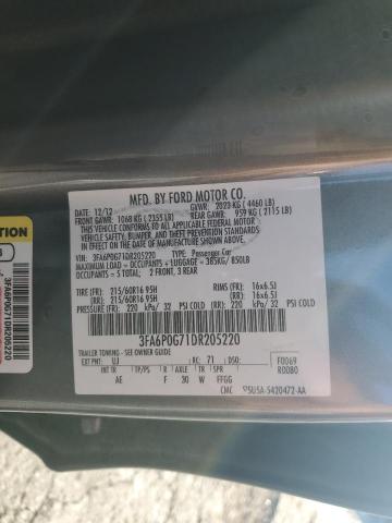 3FA6P0G71DR205220 - 2013 FORD FUSION S GRAY photo 12