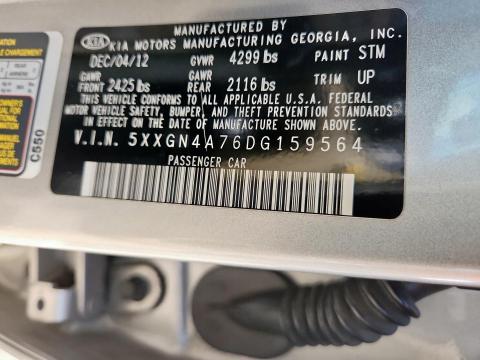 5XXGN4A76DG159564 - 2013 KIA OPTIMA EX 银色 照片 12