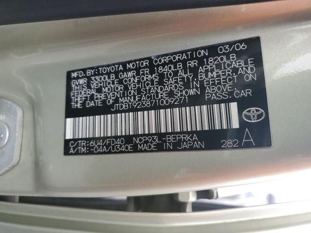 JTDBT923871009271 - 2007 TOYOTA YARIS BEIGE photo 12