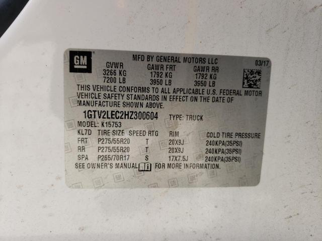 1GTV2LEC2HZ300604 - 2017 GMC SIERRA K1500 WHITE photo 12