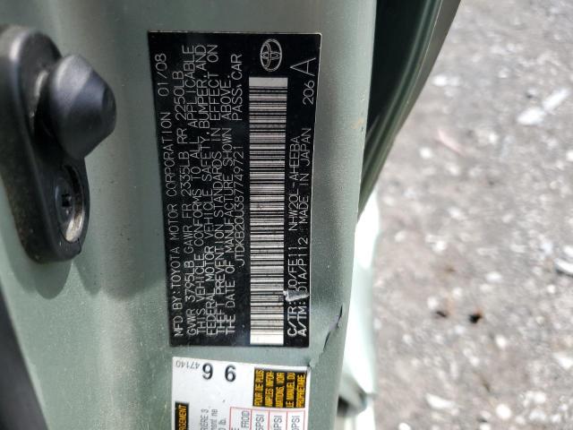 JTDKB20U387749721 - 2008 TOYOTA PRIUS GREEN photo 14