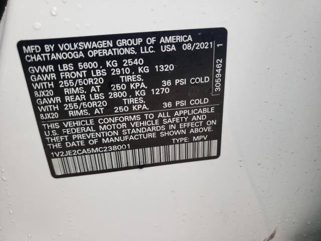 1V2JE2CA5MC238001 - 2021 VOLKSWAGEN ATLAS CROS SE WHITE photo 13