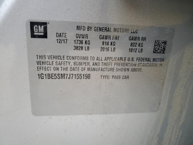 1G1BE5SM7J7155198 - 2018 CHEVROLET CRUZE LT Արծաթագույն լուսանկար 12