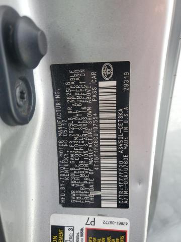 4T1BF1FK8CU107554 - 2012 TOYOTA CAMRY BASE SILVER photo 13