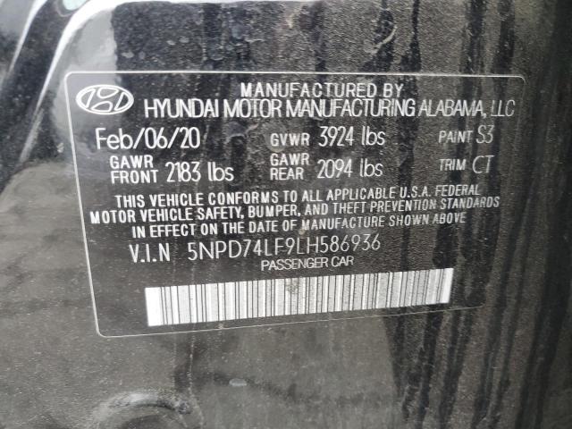 5NPD74LF9LH586936 - 2020 HYUNDAI ELANTRA SE BLACK photo 12