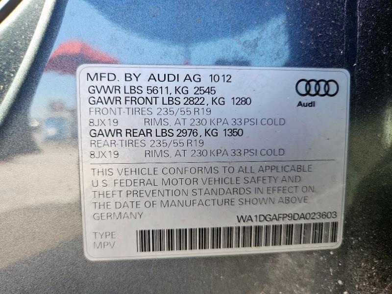 WA1DGAFP9DA023603 - 2013 AUDI Q5 PREMIUM PLUS GRAY photo 12