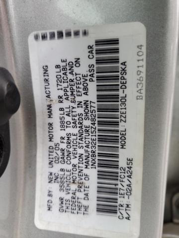 1NXBR32E15Z482577 - 2005 TOYOTA COROLLA CE 银色 照片 12