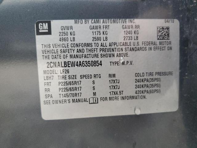 2CNALBEW4A6350854 - 2010 CHEVROLET EQUINOX LS GRAY photo 12