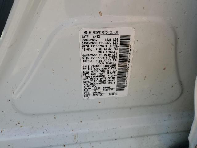 JN8AS5MV5DW132616 - 2013 NISSAN ROGUE S Beyaz fotoğraf 13