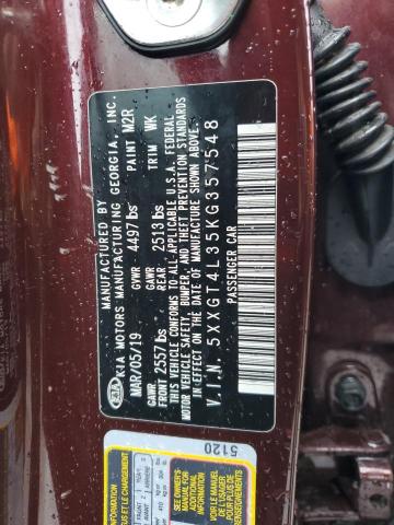 5XXGT4L35KG357548 - 2019 KIA OPTIMA LX Bordo fotoğraf 12