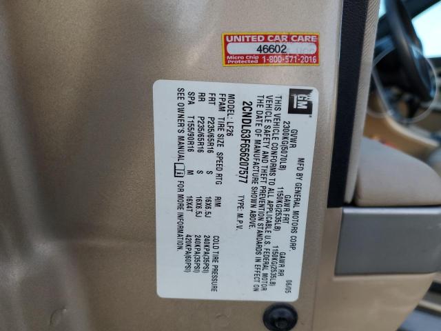 2CNDL63F656207577 - 2005 CHEVROLET EQUINOX LT GOLD photo 13