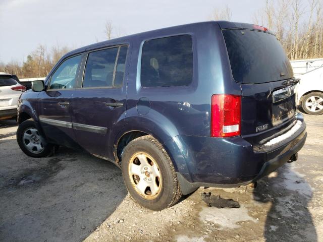 5FNYF4H27AB010834 - 2010 HONDA PILOT LX BLUE photo 2