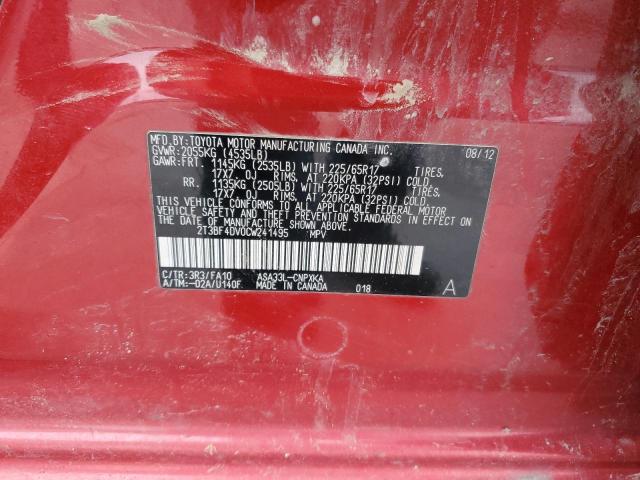 2T3BF4DV0CW241495 - 2012 TOYOTA RAV4 RED photo 13