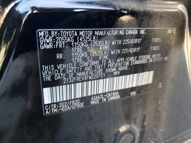 2T3ZFREVXFW220751 - 2015 TOYOTA RAV4 LE BLACK photo 13