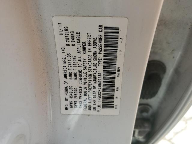 1HGCR3F05HA022661 - 2017 HONDA ACCORD EXL WHITE photo 12