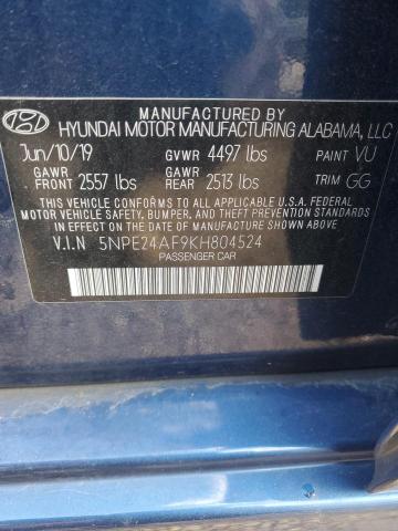 5NPE24AF9KH804524 - 2019 HYUNDAI SONATA SE Синій фото 12
