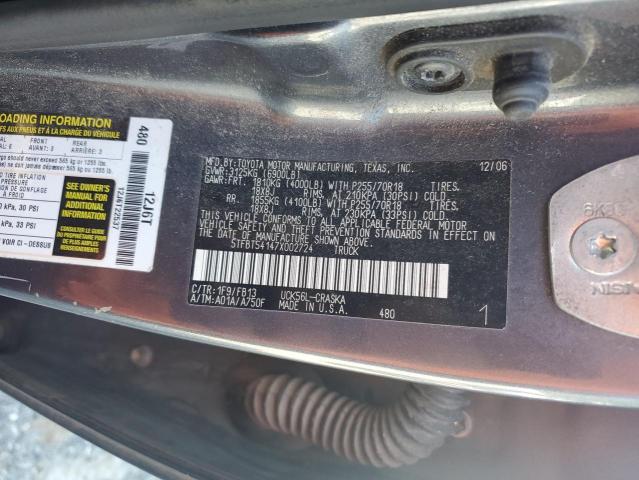 5TFBT54147X002724 - 2007 TOYOTA TUNDRA DOUBLE CAB SR5 GRAY photo 12