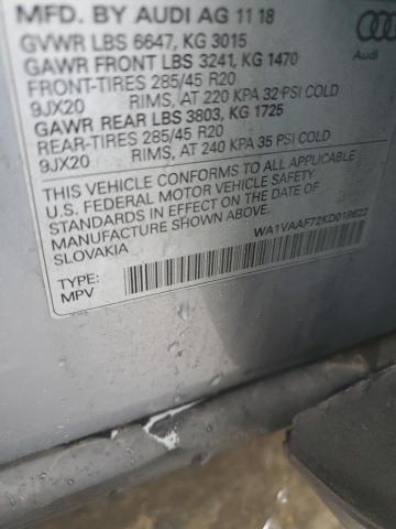 WA1VAAF72KD019622 - 2019 AUDI Q7 PRESTIGE SILVER photo 13