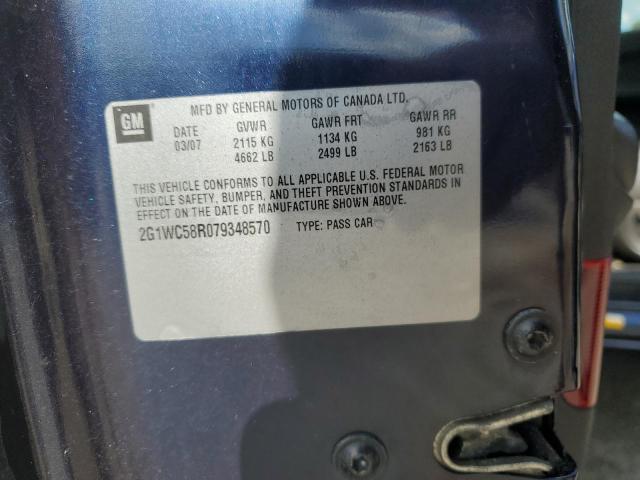 2G1WC58R079348570 - 2007 CHEVROLET IMPALA LT Mavi foto 12