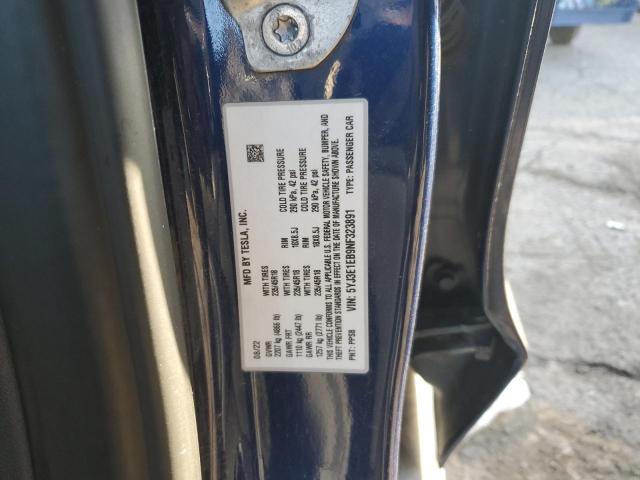 5YJ3E1EB9NF323891 - 2022 TESLA MODEL 3 蓝色 照片 12
