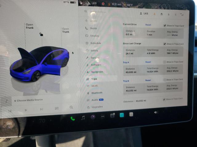 5YJ3E1EB9NF323891 - 2022 TESLA MODEL 3 蓝色 照片 9