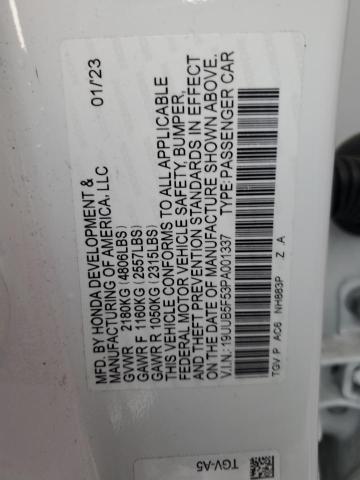 19UUB5F53PA001337 - 2023 ACURA TLX TECH A WHITE photo 12