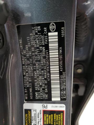 4T4BF1FK7DR310541 - 2013 TOYOTA CAMRY L 灰色 照片 12