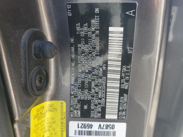 5TDDK3DCXCS048558 - 2012 TOYOTA SIENNA XLE Graphit Foto 13