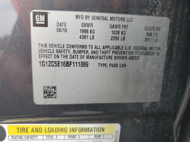 1G1ZC5E16BF111089 - 2011 CHEVROLET MALIBU 1LT Gris photo 12