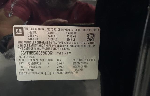 3GYFNBE30CS507062 - 2012 CADILLAC SRX PERFORMANCE COLLECTION Қара фото 10