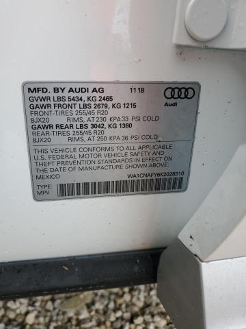 WA1CNAFY6K2028310 - 2019 AUDI Q5 PRESTIGE WHITE photo 13