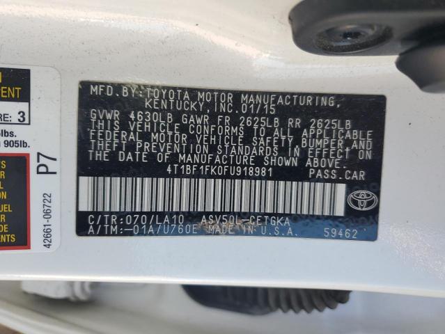 4T1BF1FK0FU918981 - 2015 TOYOTA CAMRY LE WHITE photo 12