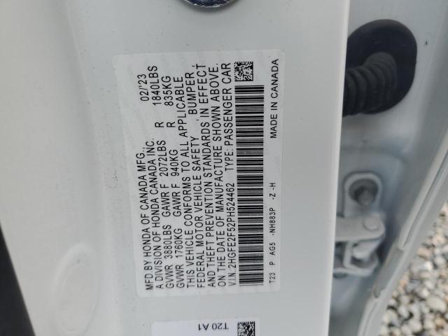 2HGFE2F52PH524462 - 2023 HONDA CIVIC SPORT WHITE photo 12