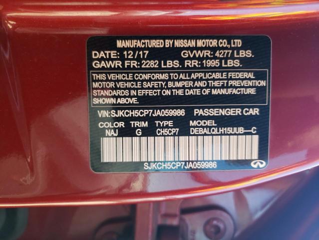 SJKCH5CP7JA059986 - 2018 INFINITI QX30 BASE RED photo 13