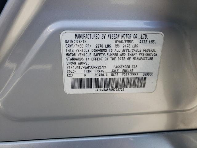 JN1CV6AP3DM722724 - 2013 INFINITI G37 BASE Gümüş foto 12