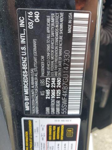 55SWF4KB7GU147330 - 2016 MERCEDES-BENZ C 300 4MATIC BLACK photo 12