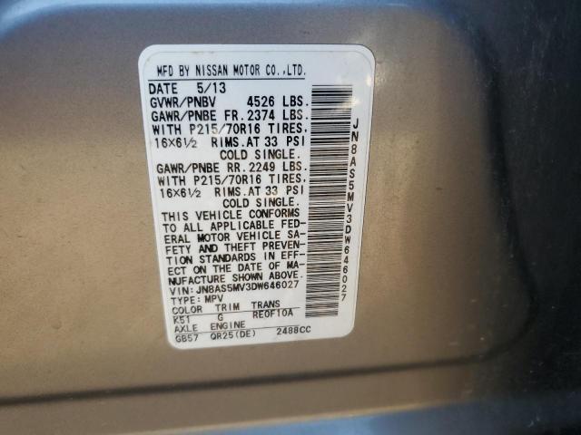 JN8AS5MV3DW646027 - 2013 NISSAN ROGUE S رمادي صورة 12