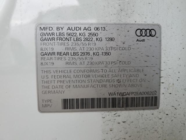 WA1WGAFP2EA006202 - 2014 AUDI Q5 PRESTIGE WHITE photo 13
